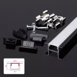 ZESTAW PROFIL LED NEXTEC PODTYNKOWY TYP PTA + KLOSZ PC MLECZNY + 4 ZAŚLEPKI, 202cm, CZARNA ANODA