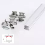 ZESTAW PROFIL LED NEXTEC PODTYNKOWY TYP PTC (głęboki) + KLOSZ PC MLECZNY+ 4 ZAŚLEPKI, 202cm, ANODA