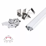 ZESTAW PROFIL LED NEXTEC NAROŻNY TYP NZA + KLOSZ PC MLACZNY + 4 ZAŚLEPKI, 202cm, ANODA