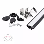 ZESTAW PROFIL LED NEXTEC NAROŻNY TYP NZA + KLOSZ PC MLECZNY + 4 ZAŚLEPKI, 202cm, CZARNA ANODA