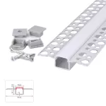 ZESTAW PROFIL LED NEXTEC PODTYNKOWY TYP DO REGIPSU + 2xKLOSZ + 4 ZAŚLEPKI, 202cm, ANODA