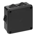 Puszka hermetyczna 100x100x50, 6 dławików, odporna na UV, czarna, IP65