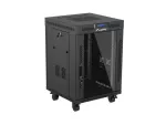 SZAFA INSTALACYJNA RACK STOJĄCA 19" 15U 600X600 CZARNA DRZWI PRZESZKLONE LCD LANBERG (FLAT PACK) V2