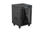 SZAFA INSTALACYJNA RACK STOJĄCA 19" 15U 600X600 CZARNA DRZWI PRZESZKLONE LCD LANBERG (FLAT PACK) V2
