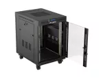 SZAFA INSTALACYJNA RACK STOJĄCA 19" 15U 600X800 CZARNA DRZWI PRZESZKLONE LCD LANBERG (FLAT PACK) V2