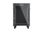 SZAFA INSTALACYJNA RACK STOJĄCA 19" 15U 600X800 CZARNA DRZWI PRZESZKLONE LCD LANBERG (FLAT PACK) V2