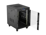 SZAFA INSTALACYJNA RACK STOJĄCA 19" 15U 600X800 CZARNA DRZWI PRZESZKLONE LCD LANBERG (FLAT PACK) V2