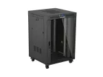 SZAFA INSTALACYJNA RACK STOJĄCA 19" 22U 800X800 CZARNA DRZWI PRZESZKLONE LCD LANBERG (FLAT PACK) V2