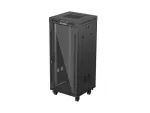 SZAFA INSTALACYJNA RACK STOJĄCA 19" 27U 600X600 CZARNA DRZWI PRZESZKLONE LCD LANBERG (FLAT PACK) V2