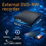 Qoltec Zewnętrzny Napęd Nagrywarka Odtwarzacz płyt CD DVD | USB 3.0 | Czarny