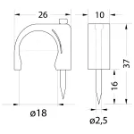 FLOP-18  CZ Uchwyt kablowy okrągły czarny UV  Ø 18 mm (100szt)