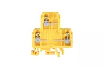 Złączka szynowa 4-przewodowa 2-piętrowa z trzema zaciskami i dzielonym torem prądowym 4mm2 żółty ZUG-G/23 A00-2001
