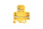 Złączka szynowa 4-przewodowa 2-piętrowa z trzema zaciskami i dzielonym torem prądowym 4mm2 żółty ZUG-G/24 A00-3001