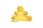 Złączka szynowa 6-przewodowa 3-piętrowa z pięcioma zaciskami i rozdzielonym dolnym i środkowym torem prądowym 4mm2 żółty ZG-G/36 A03-5001