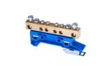 Zacisk ochronny 2x16mm2, 4x4mm2 mosiądz mocowanie na szynę TS35 niebieski ZO-2106 A14-2036