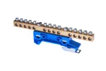 Zacisk ochronny 14x6mm2 mosiądz mocowanie na szynę TS35 niebieski ZO-2107 A14-2136