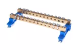 Zacisk ochronny 8x10mm2, 16x4mm2 mosiądz mocowanie na szynę TS35 niebieski ZO-2204 A14-2336