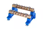 Zacisk ochronny 4x10mm2, 8x4mm2 mosiądz mocowanie na szynę TS35 żółty ZO-2403 A14-2431