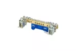 Zacisk ochronny 2x35mm2, 2x16mm2, 2x10mm2, 5x6mm2 mosiądz mocowanie na szynę TS35 niebieski ZO-2114 A14-2936