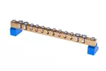 Zacisk ochronny 4x10mm2, 8x4mm2 mosiądz mocowanie do podłoża niebieski ZO-1204 A14-3106