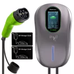 Qoltec Stacja ładowania EV Typ2 do samochodu elektrycznego i hybryd | 22kW | LCD | 2 Karty EV | 3 fazy | Wallbox | Hotel system | 5m
