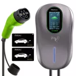 Qoltec Stacja ładowania EV Typ2 do samochodu elektrycznego i hybryd | 22kW | LCD | 2 Karty EV | 3 fazy | Wallbox | Hotel system | 5m