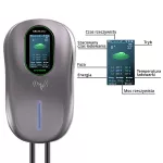 Qoltec Stacja ładowania EV Typ2 do samochodu elektrycznego i hybryd | 22kW | LCD | 2 Karty EV | 3 fazy | Wallbox | Hotel system | 5m