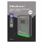 Qoltec Solarny regulator ładowania MPPT z czujnikiem temperatury 10A |12V / 24V | LCD | 2 x USB | GEL | LiFePO4