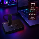 Qoltec Stacja dokująca dysków SSD M.2 NVMe| PCIe | USB-C | 20Gb/s | DUAL 2 x 8TB | klonowanie offline