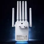 Qoltec Wzmacniacz sygnału  WiFi 5 | Repeater | Access Point | AC1200 | 6 Anten | 2x RJ45 | 128MB 