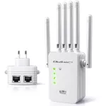 Qoltec Wzmacniacz sygnału WiFi | Repeater | Access Point | N300 | 6 anten | 2x RJ45