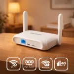 Qoltec Router Home & Travel 4G LTE WiFi 6 | AX300 | 2.4GHz | Dual Antena | USB-C | Micro SIM