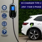 Qoltec Mobilna ładowarka do samochodu elektrycznego EV i hybryd z regulacją 2w1 Typ2 | 11kW | 400V | CEE 16A | Wi-fi | TUYA | SMART LIFE | LCD | Przenośna | Wallbox | 5m