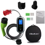 Qoltec Mobilna ładowarka do samochodu elektrycznego EV i hybryd z regulacją 2w1 Typ2 | 11kW | 400V | CEE 16A | Wi-fi | TUYA | SMART LIFE | LCD | Przenośna | Wallbox | 5m