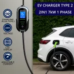 Qoltec Mobilna ładowarka do samochodu elektrycznego EV i hybryd z regulacją 2w1 Typ2 | 7kW | 230V | CEE 32A | Wi-fi | TUYA | SMART LIFE | LCD | Przenośna | Wallbox | 5m