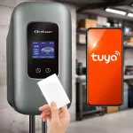 Qoltec Stacja ładowania EV Typ2 do samochodu elektrycznego i hybryd |  3 fazy | 22kW | 32A | Wi-fi | LCD | RFID | Smart life | TUYA | Wallbox | 5m