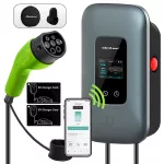Qoltec Stacja ładowania EV Typ2 do samochodu elektrycznego i hybryd |  3 fazy | 22kW | 32A | Wi-fi | LCD | RFID | Smart life | TUYA | Wallbox | 5m