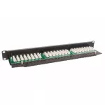 Panel kat. 5e 19" 1U 24xRJ45 UTP czarny z półką