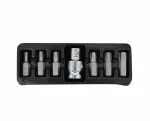 AWTOOLS KOŃCÓWKI TORX  7cz. T25-T55 + ADAPTER, Z OTWOREM BLACK LINE