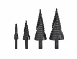 AWTOOLS WIERTŁO STOPNIOWE SPIRALNE KPL. 4szt./ 4-12 4-20 4-32 4-39mm/ AICrN/ CZARNE/ ETUI PLASTIK