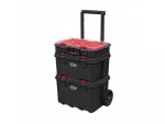 KETER ZESTAW 3 SKRZYNEK 150L STACK`N`ROLL  /CZARNY/ CZERWONY