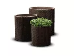 KETER ZESTAW DONICZEK S+M+L CYLINDER PLANTERS WHISKEY BROWN