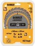 DEWALT PIŁA TARCZOWA 165x20mm 2szt. 24T i 36T CONSTRUCTION