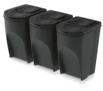 KEDEN KOSZ NA ŚMIECI SORTIBOX 35L SET 3 - CZARNY RECYKLING