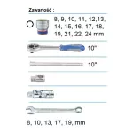 KING TONY ZESTAW KLUCZY  24el. 1/2" KRÓTKIE 6-KĄT. 8-24mm +PŁASKO-OCZKOWE.........