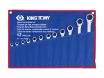KING TONY ZESTAW KLUCZY PŁASKO-OCZKOWYCH 8-24mm Z GRZECHOTKĄ JEDNOKIERUNKOWĄ W ETUI /12szt...