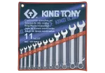 KING TONY ZESTAW KLUCZY PŁASKO-OCZKOWYCH CALOWYCH 1/4 - 1", 11cz. ETUI