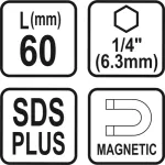 STHOR ADAPTER SDS PLUS DO BITÓW 1/4" .......