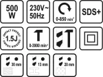 STHOR MŁOTOWIERTARKA SDS PLUS 500W 2 FUNKCJE...