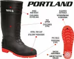 YATO BUTY KALOSZ BEZPIECZNE S5  ROZ.42 PODNOSEK METALOWY ,STALOWA WKŁADKA ANTYPRZEBICIOWA
